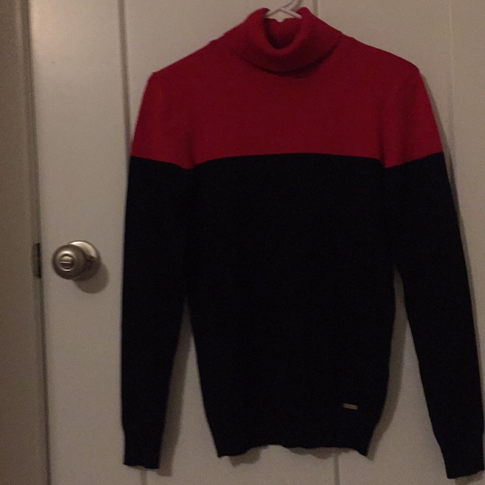 Calvin Klein Block red & black turtleneck sweater